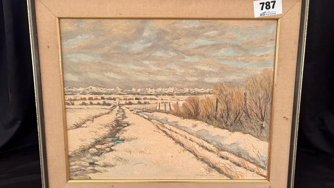 FRAMED ARTWORK OF A PRAIRIE WINTER SCENE