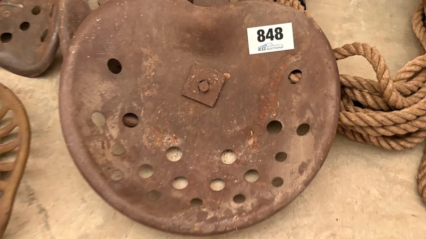 VINTAGE STEEL IMPLEMENT OR TRACTOR SEAT
