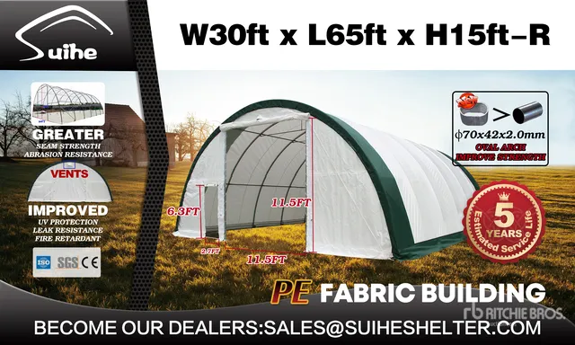 2026 Suihe S306515R-300gPE 30 ft x 65 ft Storage Building (Unused)