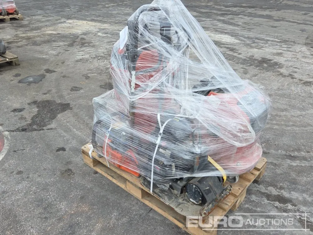 Pallet of Assorted Vacuum Cleaners, Asphalt Saw, Compaction Plate