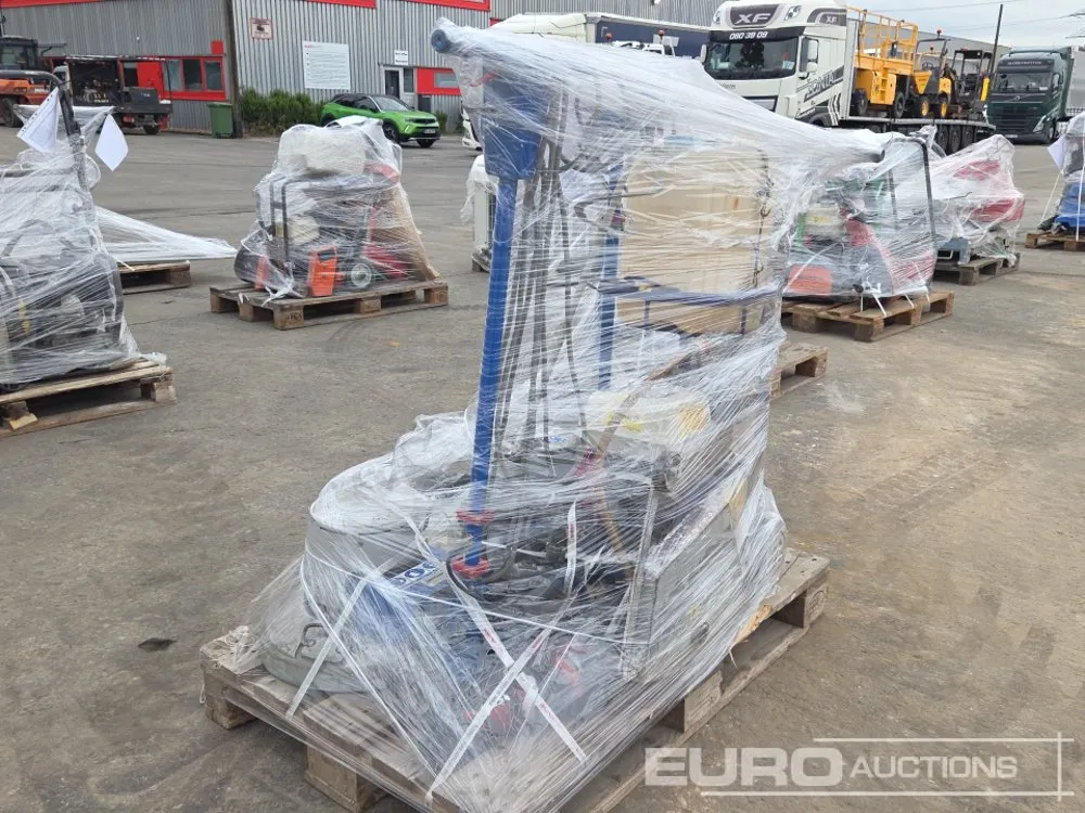 Pallet of Concrete Vibrator, Asphalt Saw, Floor Scrubber (2 of), Quick Cut Saw