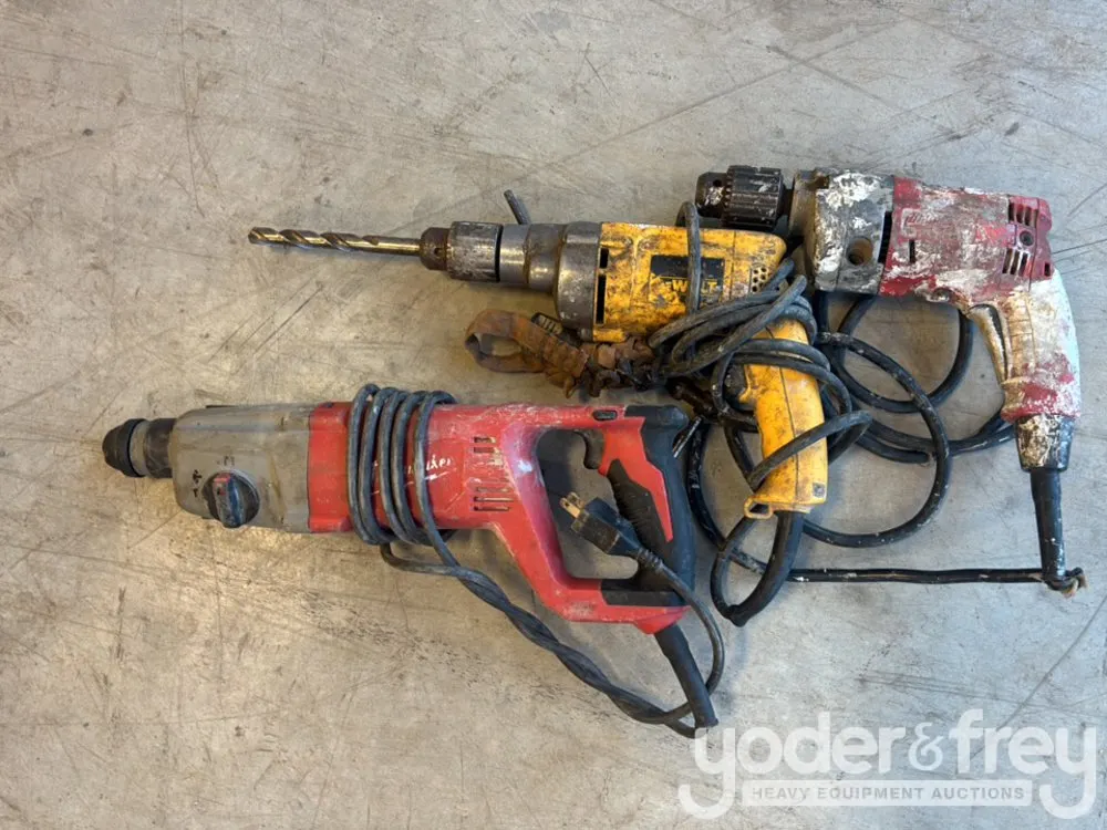 Dewalt DW235D 1/2" Drill, Milwaukee 1" Rotary Hammer, Milwaukee 3/8" Drill