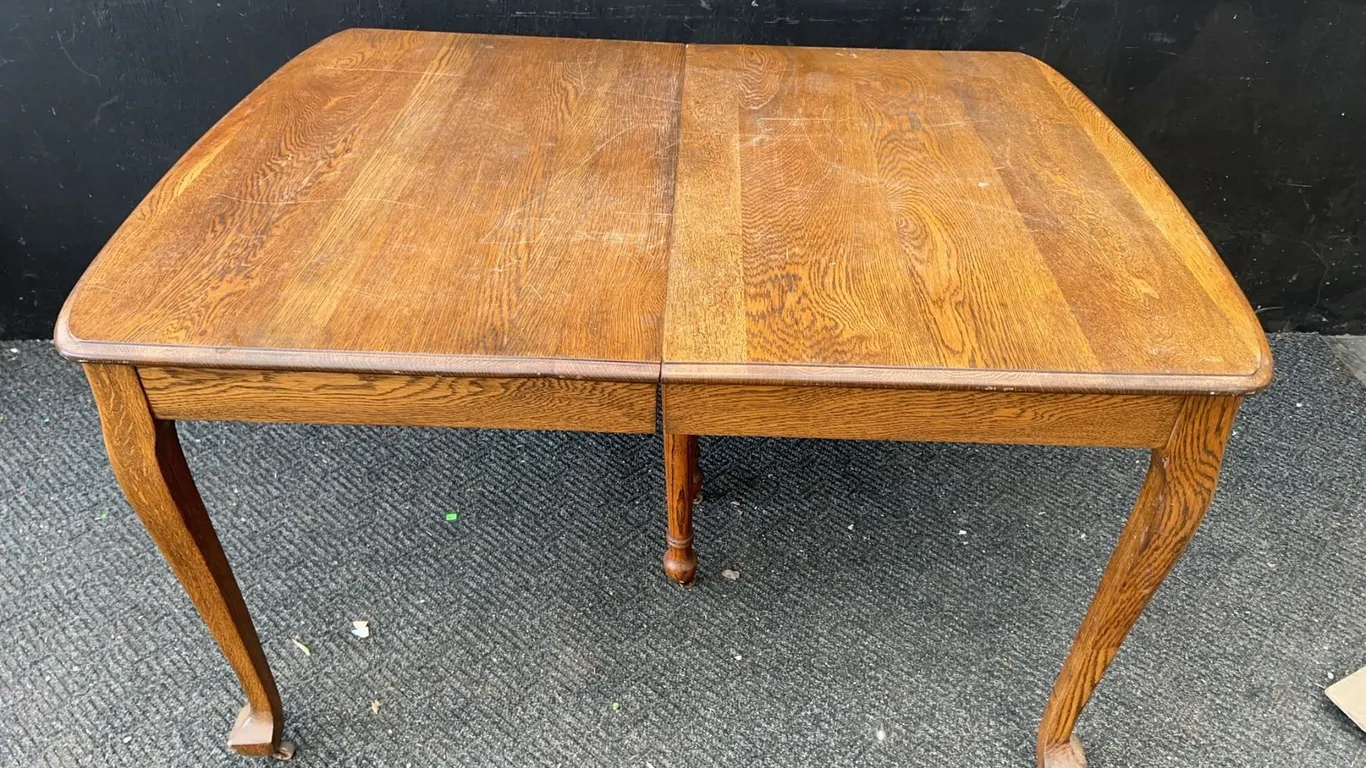 Rectangular Oak Dining Table with Cabriole Legs