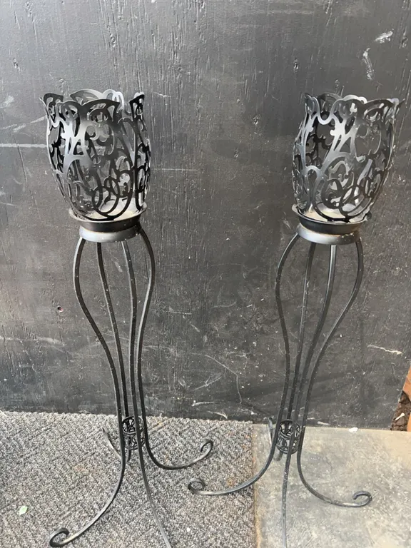 Black Metal Candle Holder Stands