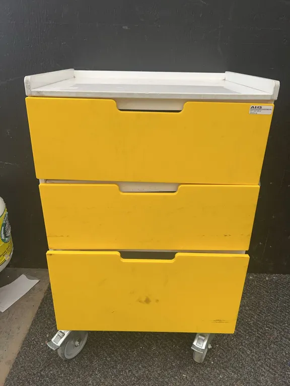 AHS 3-Drawer Yellow Medical Storage Cart on Wheels