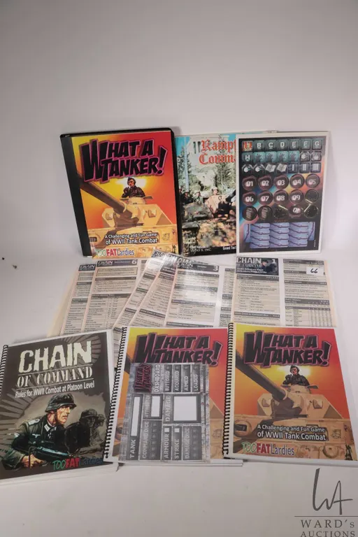 Selection of gaming rules companions including "Chain of Command- Rules for WWII Comat at Platoon Le