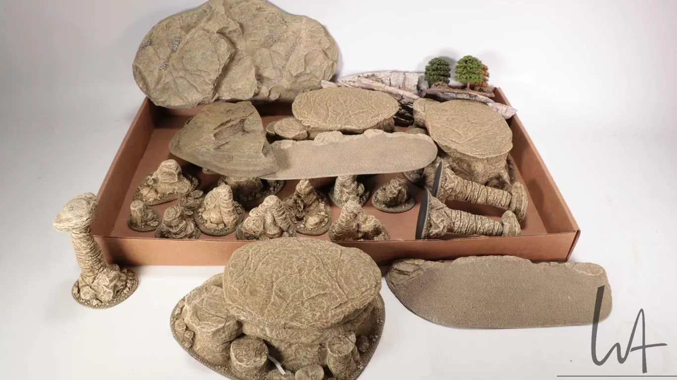 Large selection of miniature rock formations, trees etc.