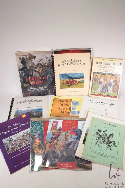 Selection of wargaming rules and command books including " L'Art De La Guerre", "Warrior- Miniature
