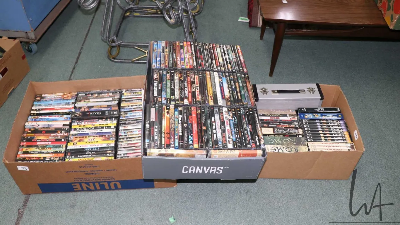 Large selection of DVDs including television shows and movies