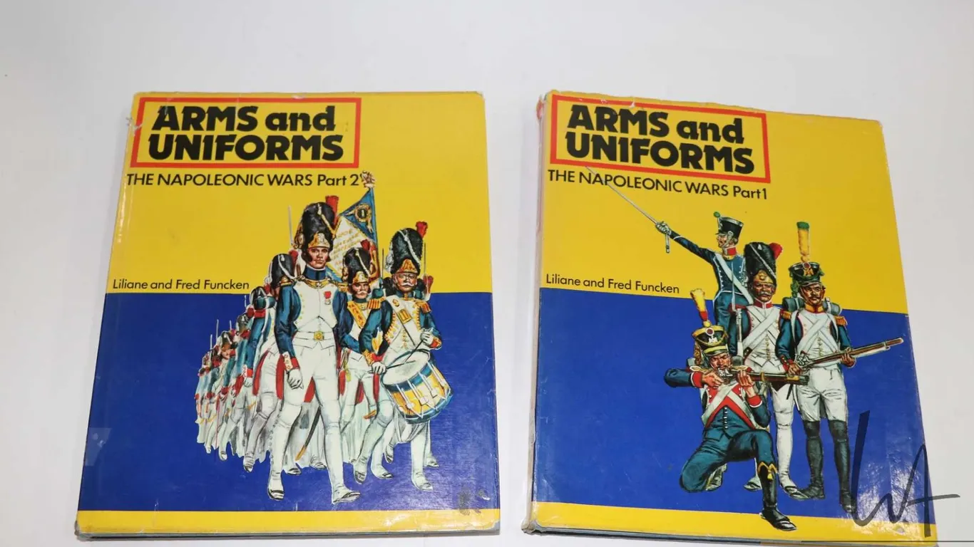 Two hardcover books including " Arms and Uniforms: The Napoleonic Wars Part 1" and " Arms and Unifor