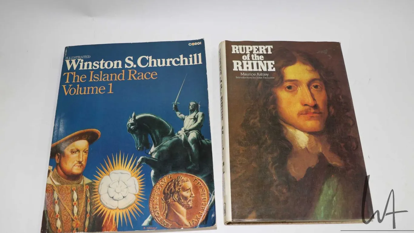 Two books including hardcover "Rupert of the Rhine" by Maurice Ashley and "Illustrated Winston Churc