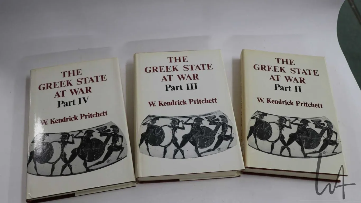 Three hardcover volumes "The Greek State of War" by W. Kendrick Pritchett including Part II, Part II