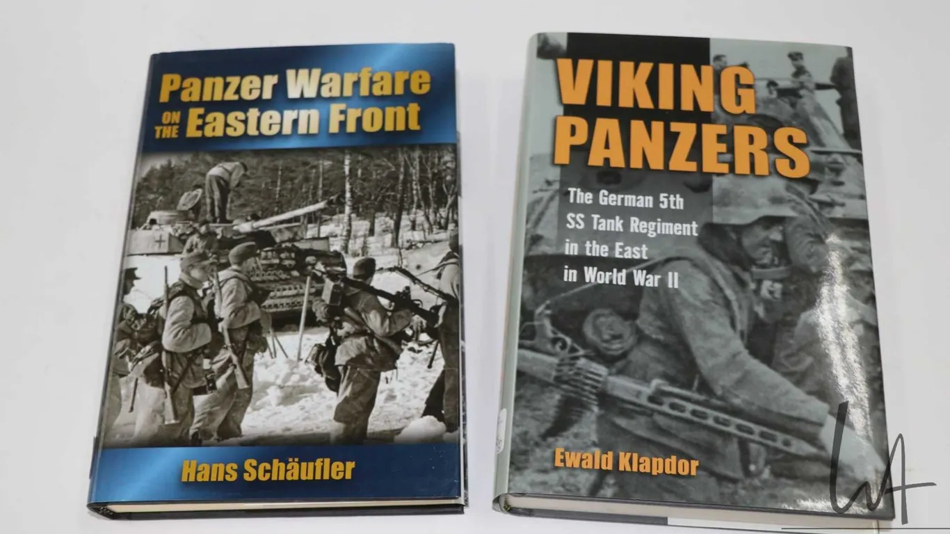 Two hardcover books including "Viking Panzers: The German 5th SS Tank Regiment in the East in World