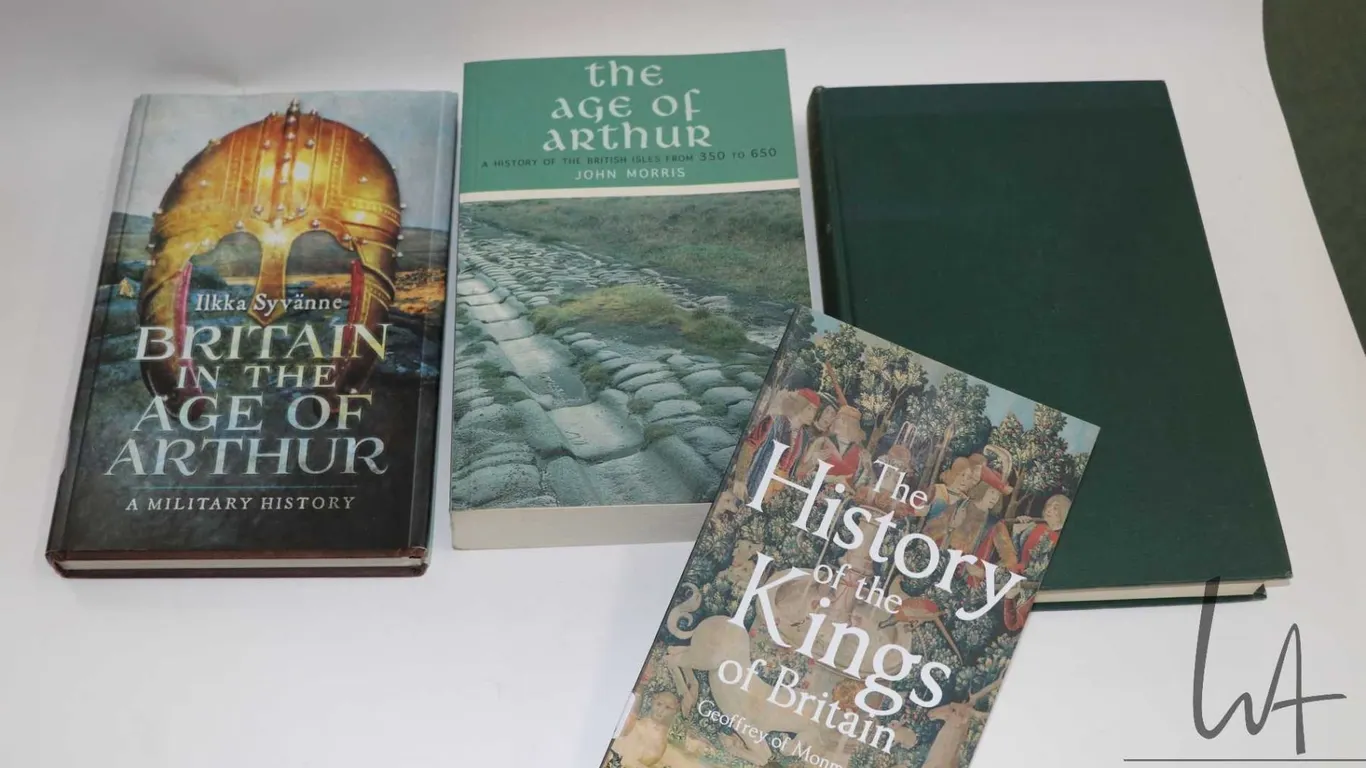 Two hardcover and two softcover books including "Britain in the Age of Arthur" by Ilkka Syvanne, "Th