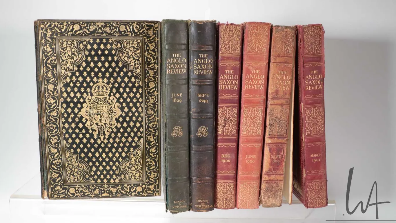 Six hardcover volumes of "The Anglo-Saxon Review- A Quarterly Miscellany" including Vol. II Septembe
