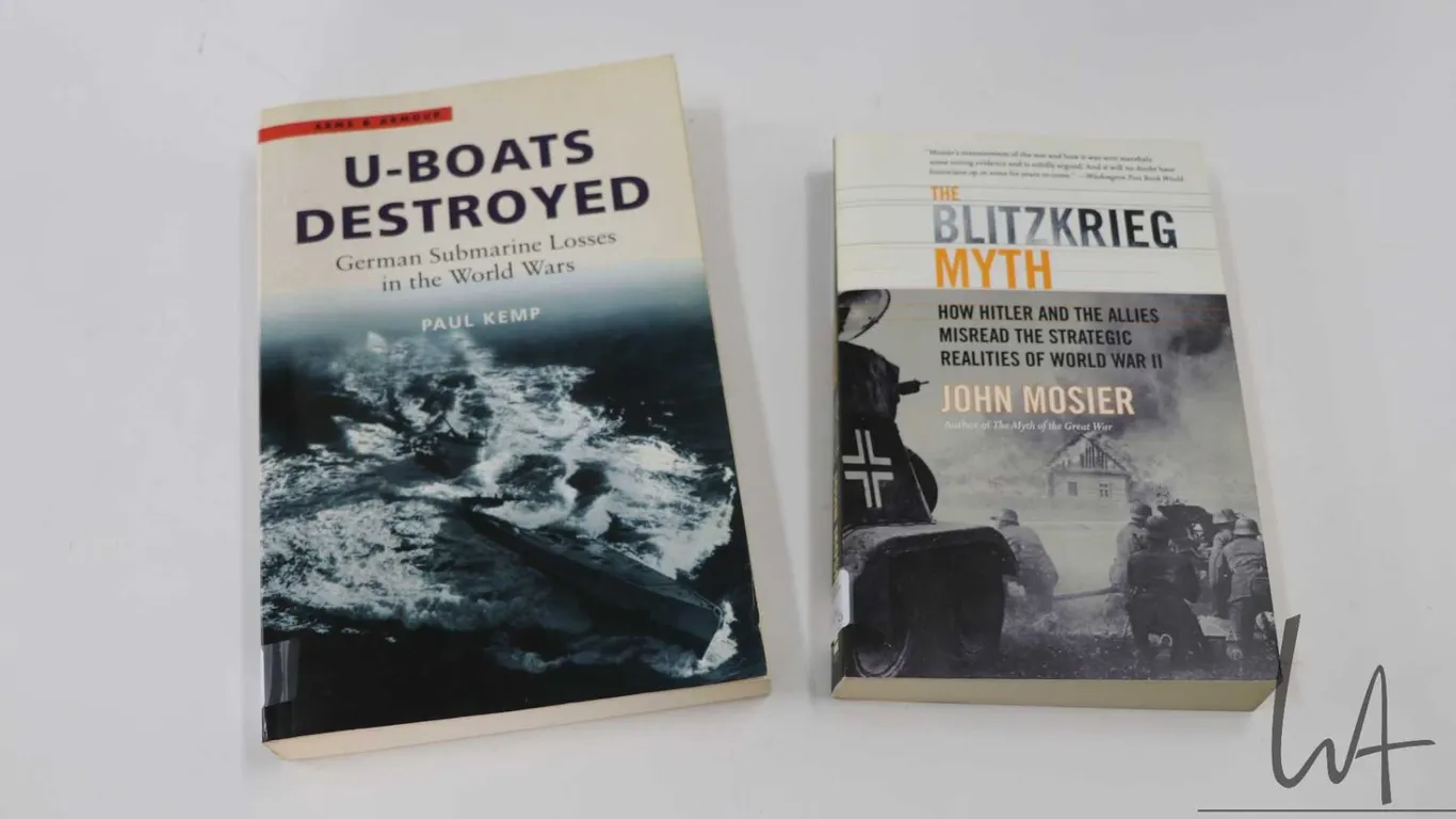 Two softcover books including "U-Boats Destroyed: German Submarine Losses in the World Wars" by Paul