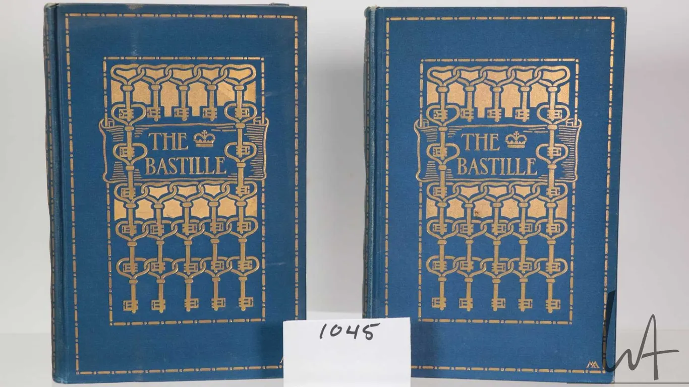 Two antique hardcover volumes "The Bastille" by Hon. D. Bingham James Pott, New York 1901. With blue