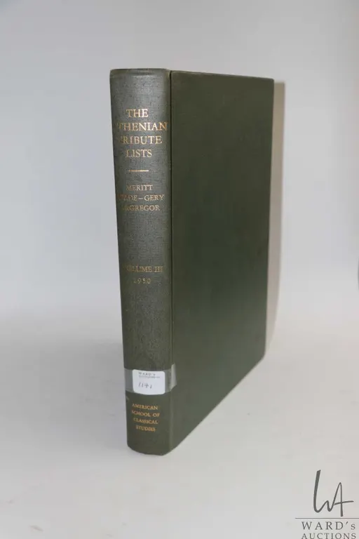Hardcover book, "The Athenian Tribute List" Merit Wade-Gery McGregor, Vol. III, 1950