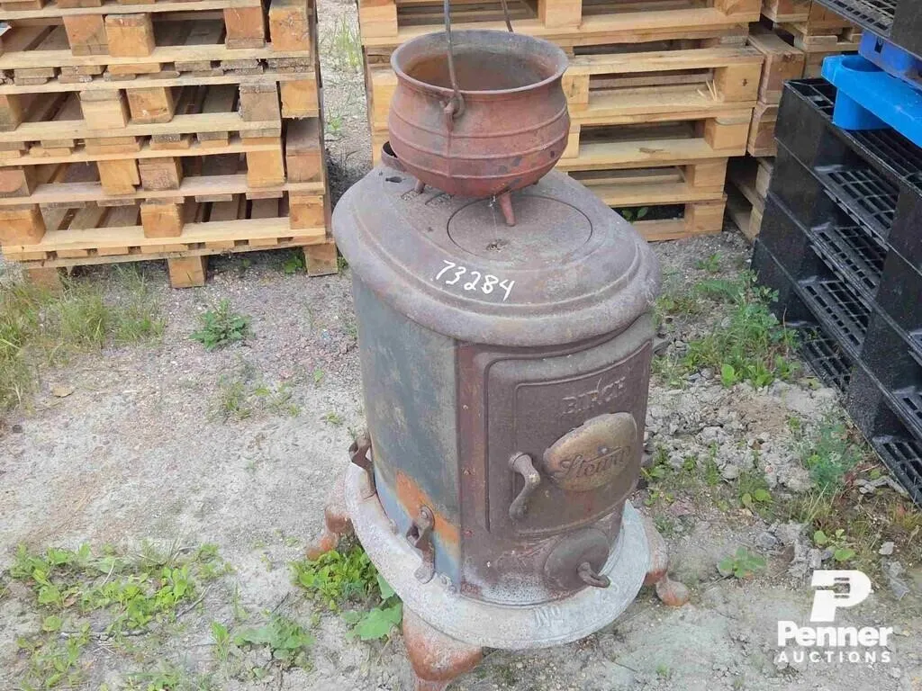 Stewart Birch Wood Stove & Cast Iron Pot