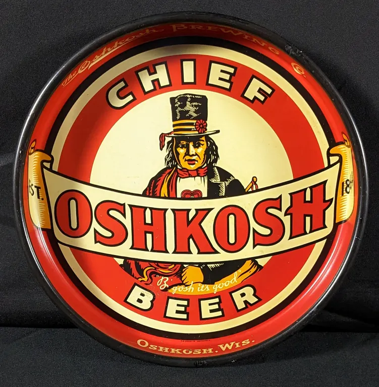 BEER TRAY (STRAIGHT SIDED) THE OSHKOSH BREWING CO CHIEF OSHKOSH BEER WISCONSIN