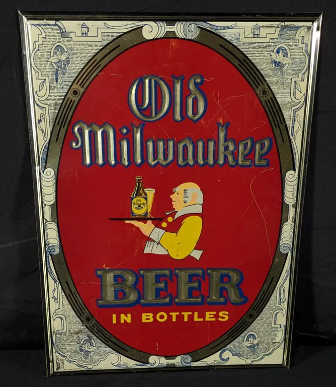 TOC TIN SIGN OLD MILWAUKEE BEER IN BOTTLES WISCONSIN