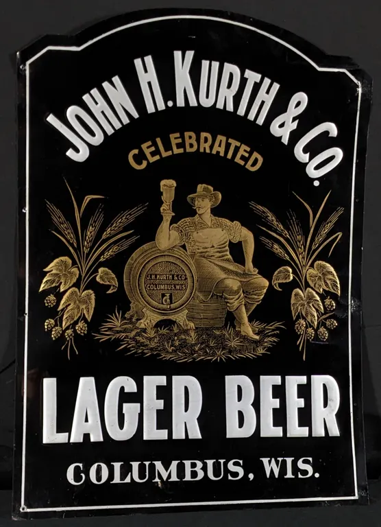 PRE PRO TIN SIGN JOHN H. KURTH & CO CELEBRATED LAGER BEER COLUMBUS WISCONSIN