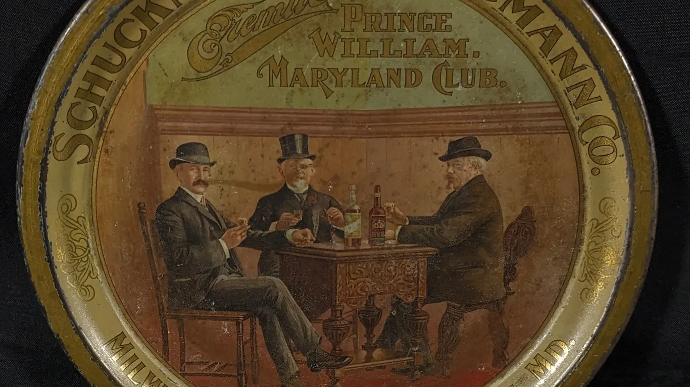 PRE PRO TRAY SCHUCKMANN & SELIGMANN CO. ERIMITE PRINCE WILLIAM MARYLAND CLUB WHISKEY MILWAUKEE WISCONSIN & BALTIMORE MD