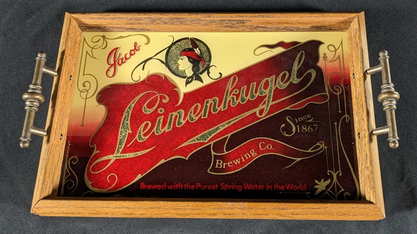 LEINENKUGELS BEER GLASS SERVING TRAY 1980'S +/-