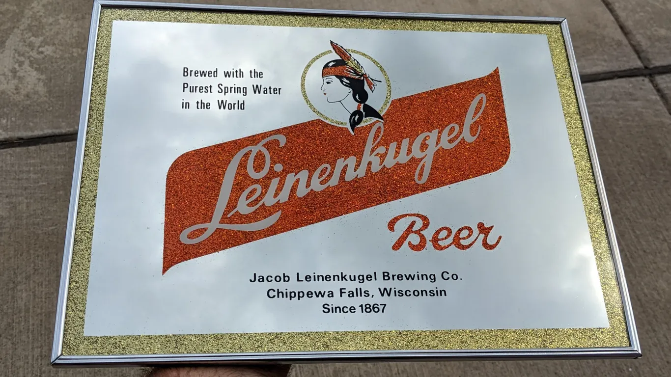 LEINENKUGEL BEER MIRROR SIGN CHIPPEWA FALLS WISCONSIN