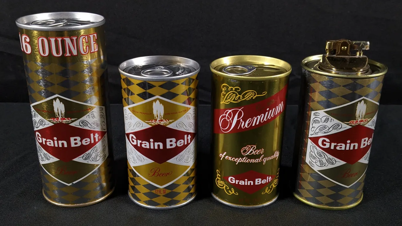 3 UNUSUAL GRAIN BELT BER CANS & CIGARETTE LIGHTER CAN