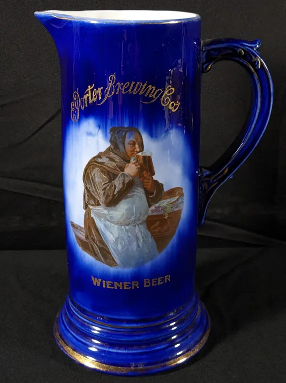 PRE PRO SALOON POTTERY PITCHER E. PORTER BREWING CO'S WIENER BEER JOLIET ILLINOIS IL