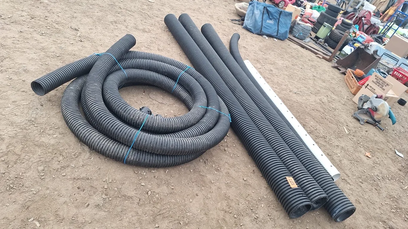 Big perforated pipe and 3 10Ft long 6" culvert