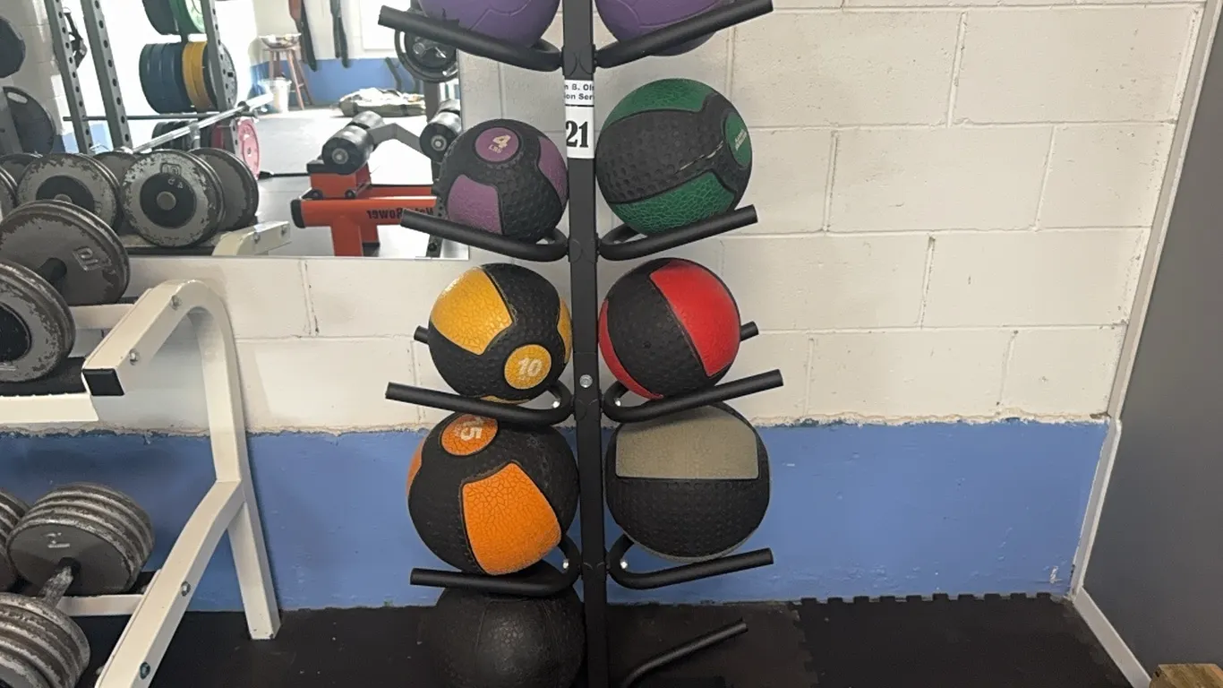 DOUBLE SIDED MEDICINE BALL RACK COMMERCIAL FITNESS STORAGE SET