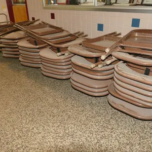 (Approx. 70) Folding Metal Chairs and Storage Racks