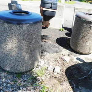 Pair of Outdoor Concrete/Stone Jacketed Waste Containers