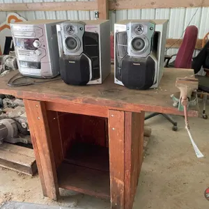 Wood Table and Stereo System