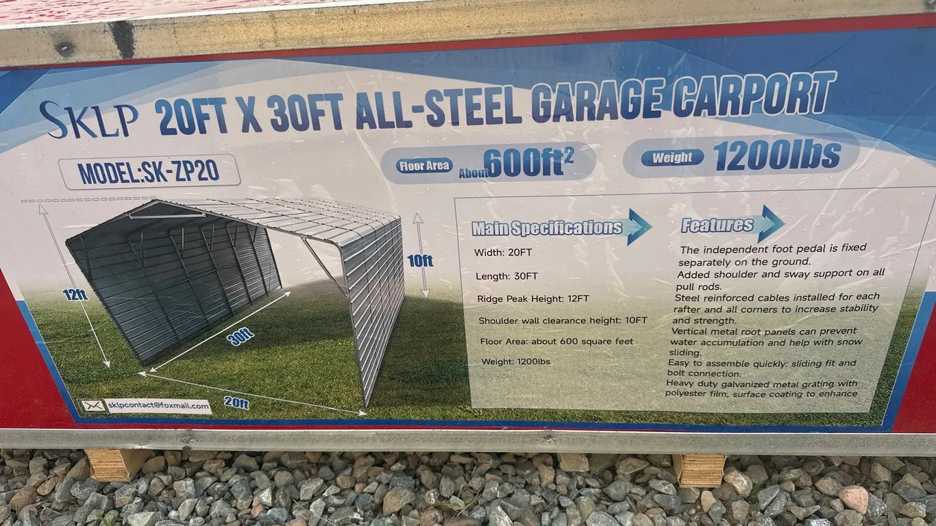 Unused 20'X30' Steel Carport