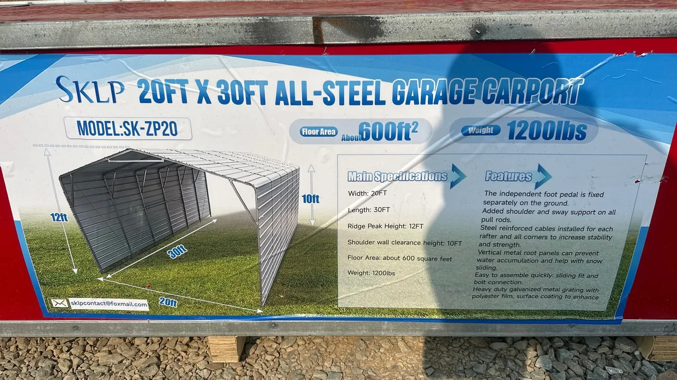 Unused 20'X30' Steel Carport