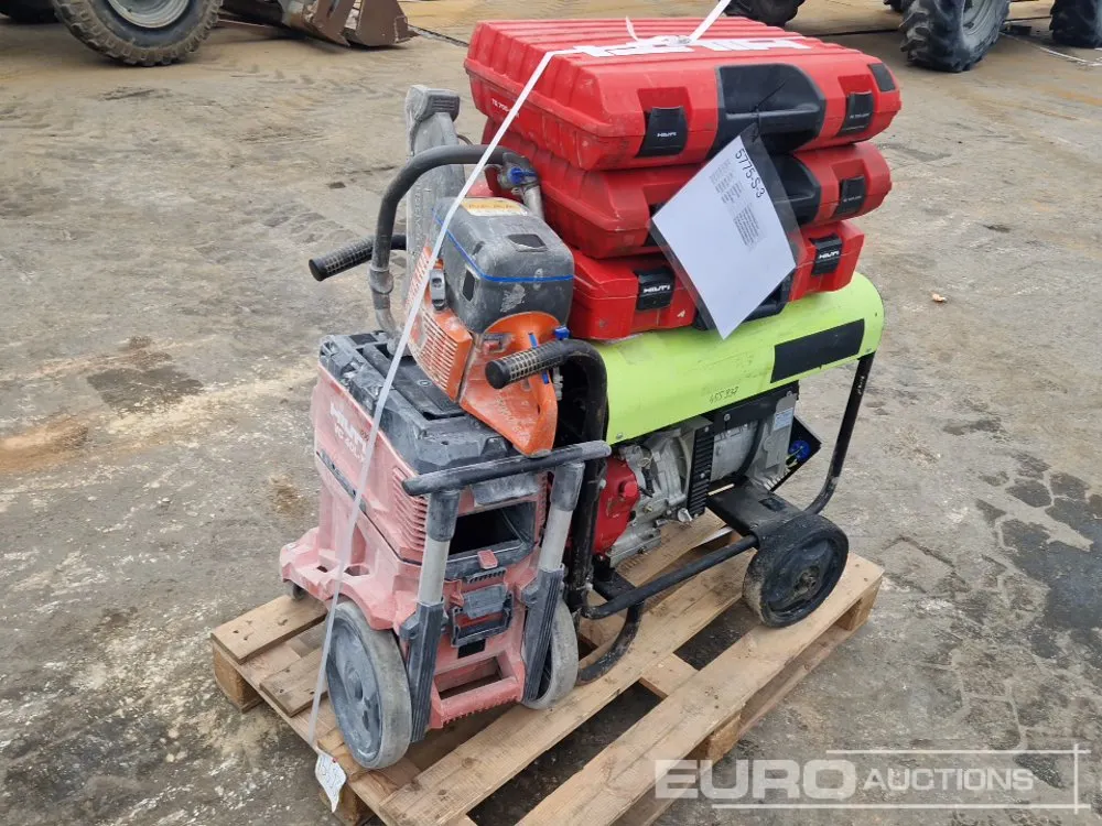 Pallet of ES8000 Generator+ Assorted Electric Tools, Quick Cut Saw, Vacuum Cleaner