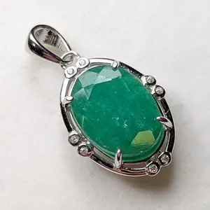 *^2.2 G Certified Silver Emerald gemstone Pendant ($8,388 Appraisal)