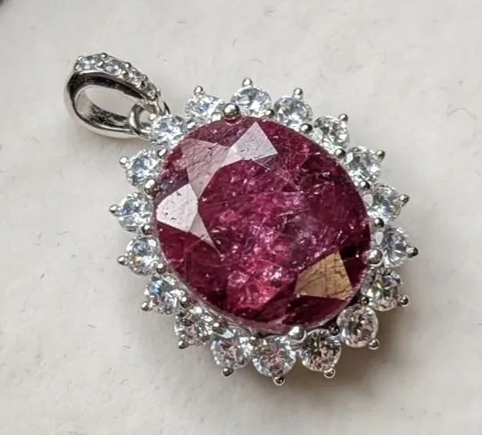*^3.1 Gram Certified Silver Ruby gemstone Pendant ($5,068 Appraisal)