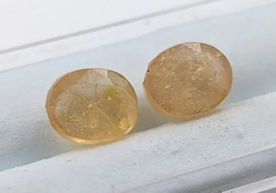 *^6.81 ct Certified Kashmir Yellow Sapphire gemstone Pair ($8,512 Appraisal)