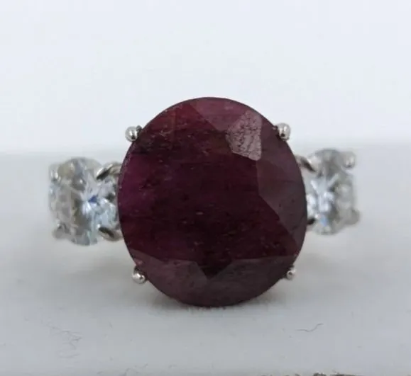 *^4.79 G Certified Silver Ruby gemstone Ring - Size 5 ($7,180 Appraisal)