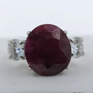 *^4.79 G Certified Silver Ruby gemstone Ring - Size 5 ($7,180 Appraisal)
