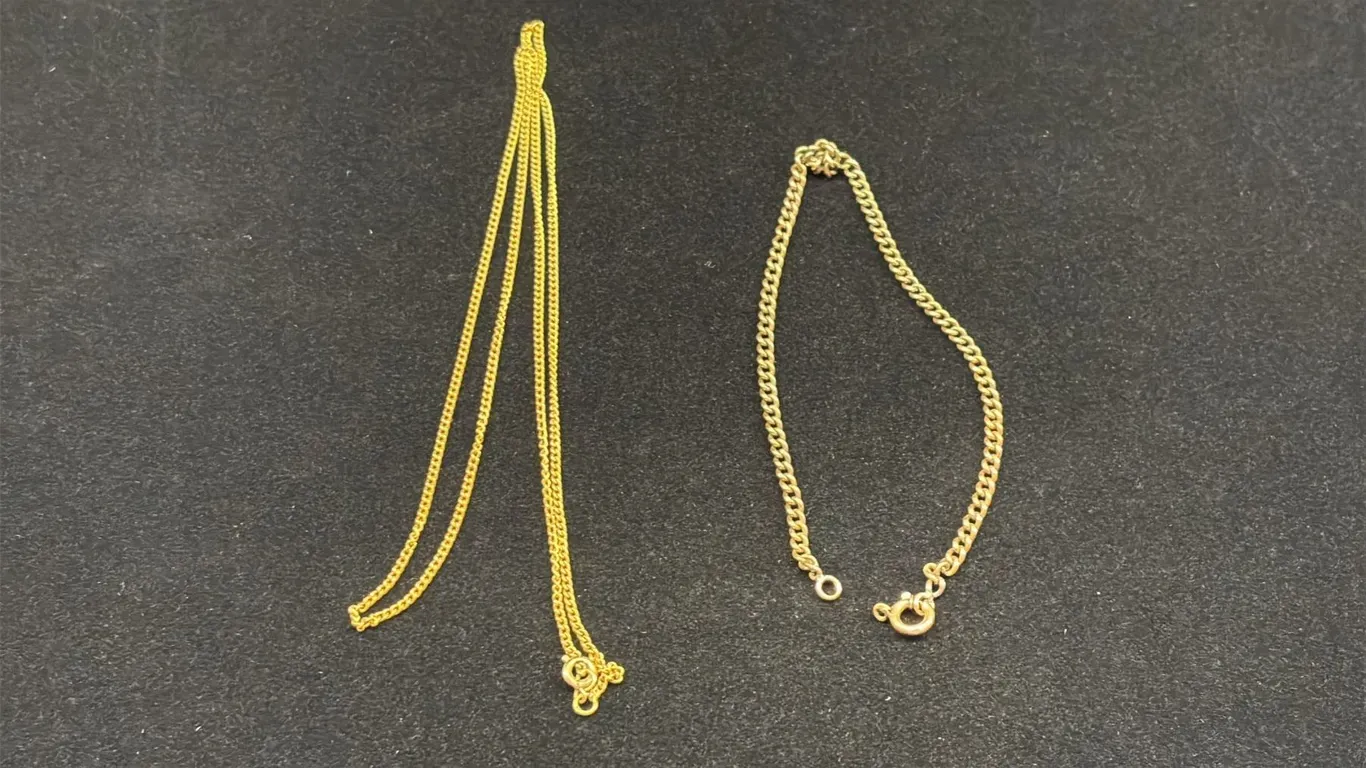 APPROX 15K BRACELET (8"), APPROX 18K CHAIN (22",14.1G)