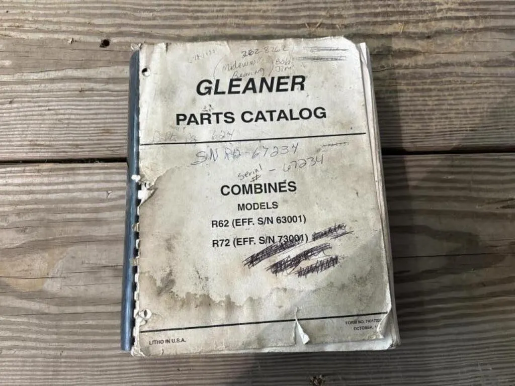Gleaner Parts Catalog for R62 & R72 Models