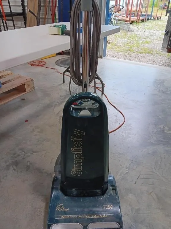 Simplicity 7350 upright vacuum powered on