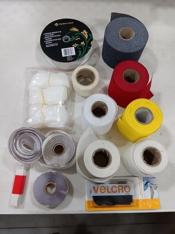 Assorted sewing items, rolls of backing