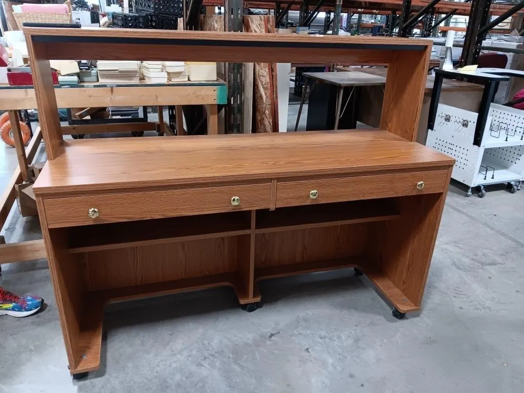 Rolling two drawer desk/cabinet approximately