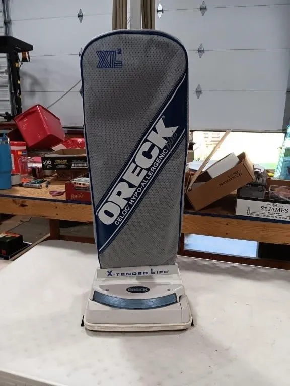 Oreck upright vacuum powered on
